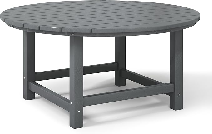 WestinTrends Dylan 5-Piece Outdoor Patio HDPE Adirondack Chair with Round Coffee Table Conversation Set, Gray