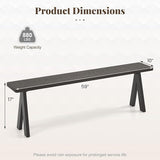 Giantex Outdoor Patio Bench for 4-6 Person, 59" Metal and Wood Dining Bench, 800 LBS Weight Capacity - Photo 3