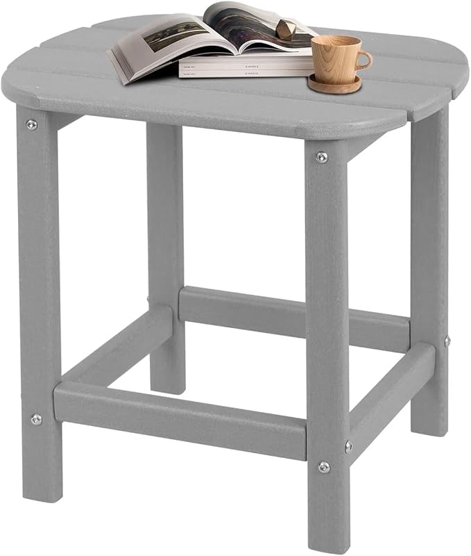 Adirondack Outdoor Side Table - 16.5" Square 2-Tier Patio Table with Weatherproof HDPE Material | All-Weather, Low Maintenance Furniture for Poolside, Porch, Deck