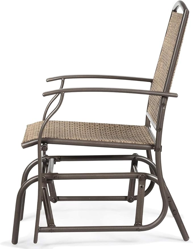Giantex Outdoor Glider Chair W/Sturdy Metal Frame & Breathable Mesh Fabric, Porch Lounge Swing Rocking Chair for Lawn, Garden, Porch, Backyard, Poolside, Patio Glider for Outside