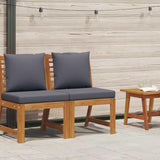 Modular Sectional Middle Sofa Dark Grey Solid Acacia Wood Medium Durable Indoor Outdoor Furniture with Cushions and Zip - Photo 2