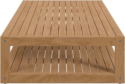 Modway Carlsbad Teak Wood Coffee Table, Natural