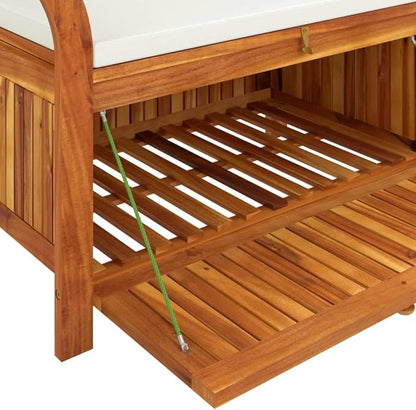 Garden Benches,Ergonomically Designed Outdoor Benches,All Weather Patio Chair,for Porch Lawn Backyard Park,Patio Storage Bench with Cushion 35.8" Solid Wood Acacia