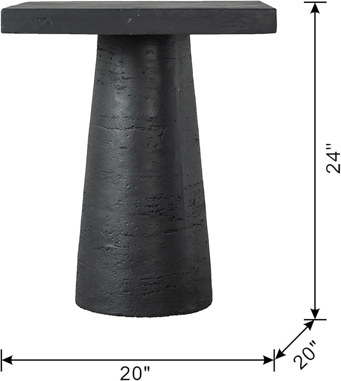 Faux Stone Side Table Square End Table Patio Small Drink Table for Small Spaces Outdoor Modern Pedestal End Tables - Photo 2