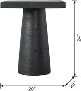 Faux Stone Side Table Square End Table Patio Small Drink Table for Small Spaces Outdoor Modern Pedestal End Tables - Photo 2