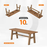 VINGLI 47” Outdoor Bench Garden Bench HDPE Porch Bench w/Metal Legs, Poly Lumber Patio Bench - Photo 6