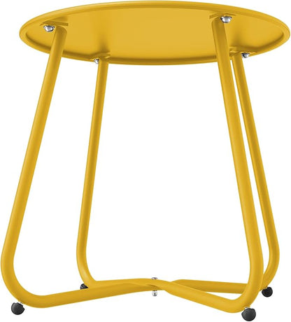 Grand patio Small Round Side Table, 18-inch Outdoor Side Table with Adjustable Feet, Modern End Accent Table for Patio Porch, Yellow