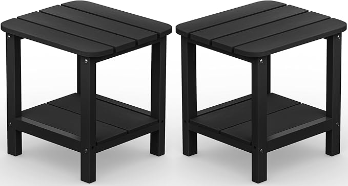 SERWALL Double Adirondack Side Set of 2, Table Rectangular End Table, Black - Photo 1