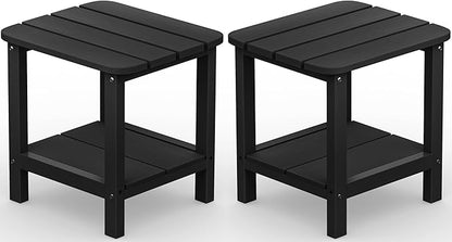 SERWALL Double Adirondack Side Set of 2, Table Rectangular End Table, Black