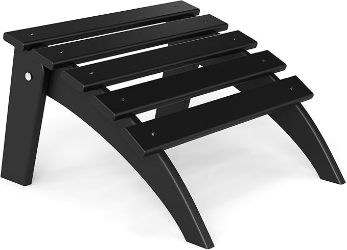 Adirondack Ottoman, Folding Adirondack Ottoman for Adirondack Chair, HDPE All Weather Outdoor Footstool for Patio, Backyard, Porch, Garden, Black