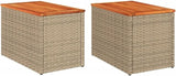 Set of 2 Outdoor Side Tables, Rectangular Patio End Table with Durable Synthetic Poly Rattan and Powder-Coated Steel - Photo 2