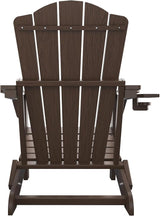 Folding Adirondack Chair Set of 8, HDPE All-Weather Outdoor Chair with Cup Holder, Wooden Textured, Fire Pit Chair - Photo 10