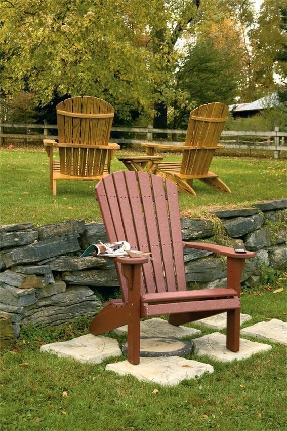 Leisure Lawns Poly Plastic Fanback Adirondack Chair, Outdoor Patio Chair - Amish Made in USA (Burgundy)