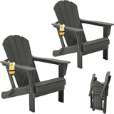 Domi Folding Adirondack Chairs Set of 2, HDPE Adirondack Chair with Cup Holder - Photo 1