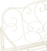 Outdoor Garden Bench, Iron Frame Patio Bench Furniture with Floral Design Backrest for Lawn, Park, Deck, White - Photo 6