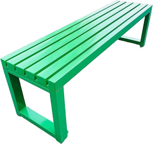 Metal Garden Bench, Outdoor Benches Weatherproof, 2-3 Person Park Patio Bench, Front Porch Backless Seat Chair, for Balcony Yard Entryway, Easy Assembly(Green,150cm/59in)
