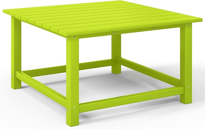 Costaelm Patio Conversation Table, Tatio Accent HDPE Outdoor Weather Resistant, Square Outdoor Porch Balcony Patio Drink Table for Outside, Pool, Backyard, Lime