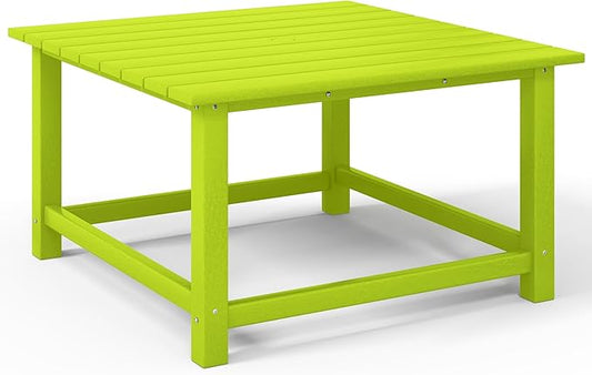 Costaelm Patio Conversation Table, Tatio Accent HDPE Outdoor Weather Resistant, Square Outdoor Porch Balcony Patio Drink Table for Outside, Pool, Backyard, Lime