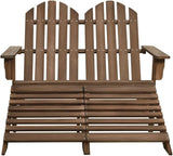 2-Seater Adirondack Garden Chair with Ottomans, Solid Fir Wood Patio Bench - Photo 3