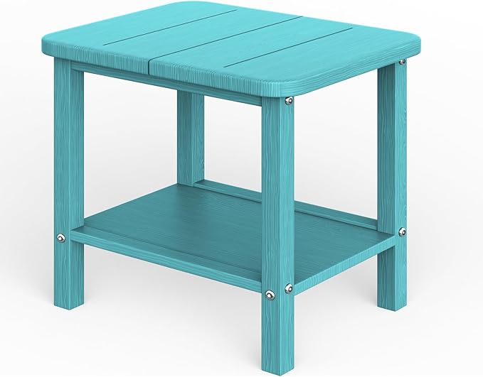 Patio Side Table, Small Rectangular HDPE Adirondack End Table for Outdoor Use in Pool, Garden, Lawn, Backyard,Aurba