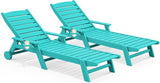 SERWALL Patio Chaise Lounge Chair Set of 2, 78'' Long 5-Positions Adjustable HDPE Outdoor Lounger for Pool - Photo 1