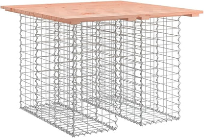 Solid Douglas Fir Wood Garden Bench with Galvanized Steel Frame, Rustic Gabion Design for Outdoor Seating, Durable and Compact, 39.4 x 40.2 x 28.3 Inches, Supports 242.5 lbs,