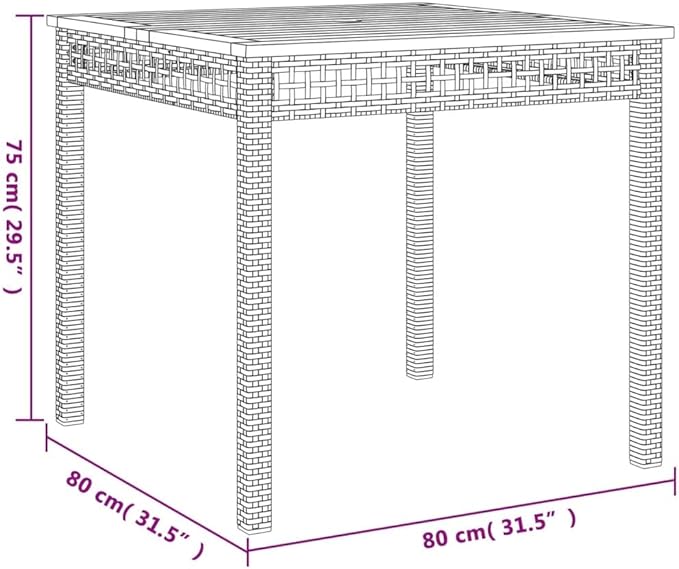 Contemporary Square Garden Table in Beige and Brown - Photo 2