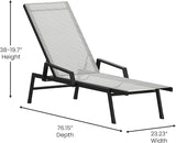 EMMA + OLIVER Braelin Adjustable Patio Chaise Lounge - Gray Textilene Seat - 5 Recline Positions - Metal Frame - Photo 2