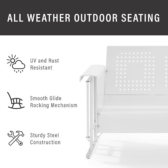 Crosley Furniture Bates Loveseat Glider - White