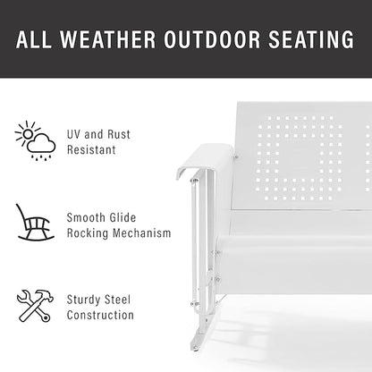 Crosley Furniture Bates Loveseat Glider - White