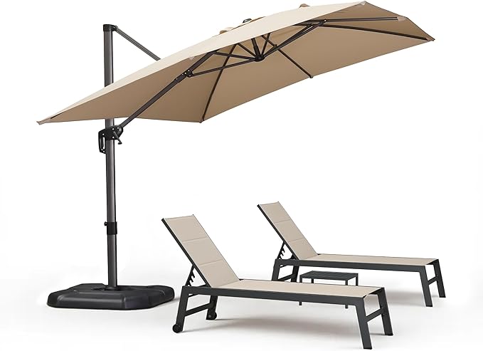 PURPLE LEAF Outdoor Patio Chaise Lounge Chair Set of 2 Chair with Rolling Wheels Lounge Chair for Patio Pool Garden - Photo 2