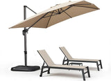 PURPLE LEAF Outdoor Patio Chaise Lounge Chair Set of 2 Chair with Rolling Wheels Lounge Chair for Patio Pool Garden - Photo 2