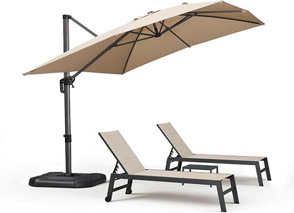PURPLE LEAF Outdoor Patio Chaise Lounge Chair Set of 2 Chair with Rolling Wheels Lounge Chair for Patio Pool Garden Beige