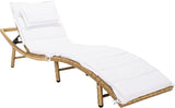SAFAVIEH Outdoor Collection Colley Natural Wicker/White Cushion Adjustable Recliner Chaise Lounge Chair (PAT7722D) - Photo 1