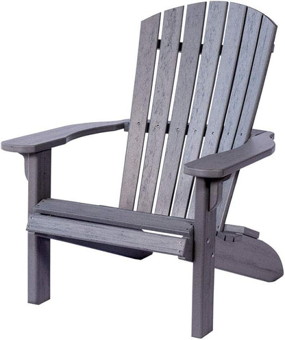 Leisure Lawns Poly Plastic Fanback Adirondack Chair, Outdoor Patio Chair - Amish Made in USA (Rustic Gray)