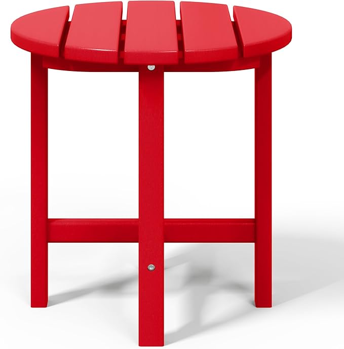 WestinTrends Dylan Adirondack Round Outdoor Side Table, Red - Photo 8