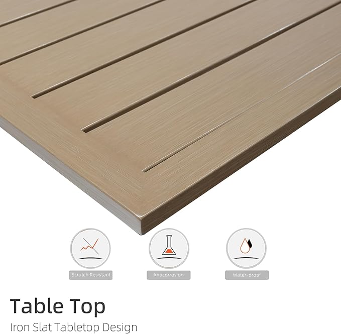 Brush Paint Rectangle Patio Dining Table with Adjustable Umbrella Hole - 63" x 38" x 29" - Photo 5