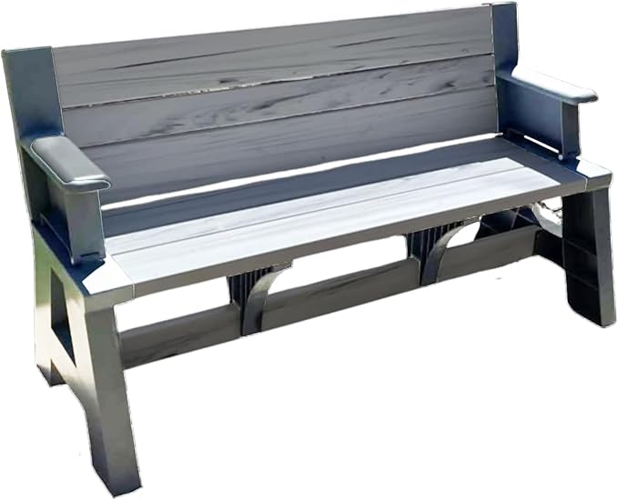 Convert-a-Bench Gen 1 2in1 Outdoor Convertible Bench to Picnic Table | Space-Saving Weather-Resistant Patio Furniture for Yard Deck Garden | Easy Assembly & Durable-1 Bench/Order, Platinum White Birch