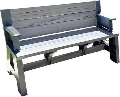 Convert-a-Bench Gen 1 2in1 Outdoor Convertible Bench to Picnic Table | Space-Saving Weather-Resistant Patio Furniture for Yard Deck Garden | Easy Assembly & Durable-1 Bench/Order, Platinum White Birch
