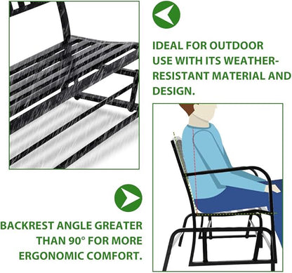 Patio Glider Bench Garden Bench for Patio Outdoor Bench Metal Bench Park Bench Cushion for Yard Porch Work Entryway