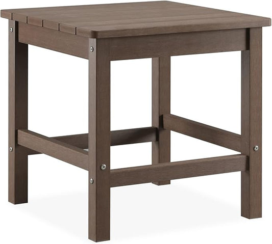 Psilvam Oversized Outdoor Side Table, 19.68" Poly Lumber Adirondack Side Table, Weather Resistant Patio Side Table for Poolside, Garden and Front Porch (Brown)