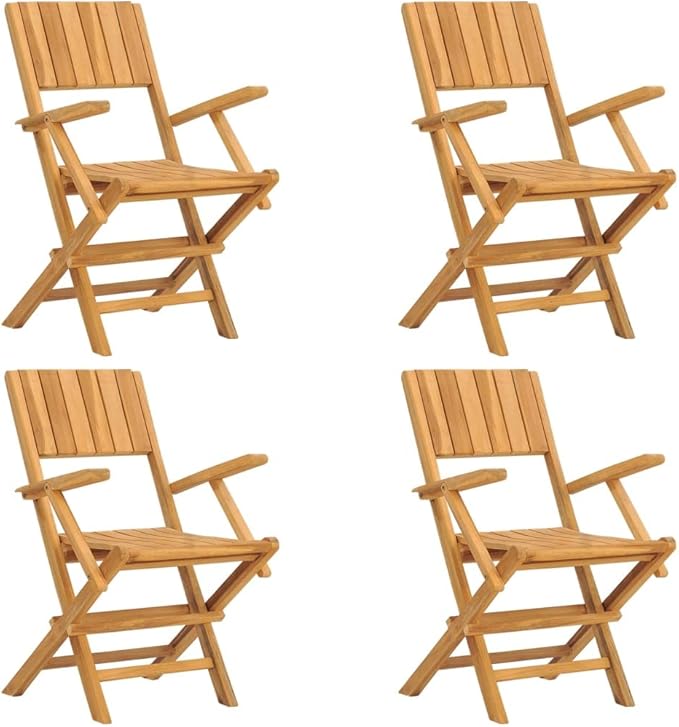 Folding Patio Chairs 4 pcs 21.7"x24"x35.4" Solid Wood Teak Outdoor Chairs Furniture Balcony Furniture Suitable for Gardens, Pools, patios.