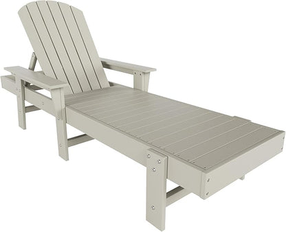 WestinTrends Dylan HDPE Outdoor Patio Poly Adirondack Reclining Chaise Lounge with Arms, Sand