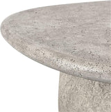 Pemberly Row 42-Inch Round Outdoor Coffee Table, Light Gray Concrete Stone, Plinth-Style Base, Smooth Finish - Photo 3