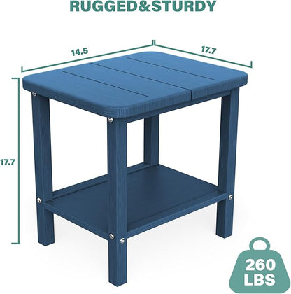 Patio Side Table, Outdoor HDPE Adirondack End Table for Patio,Outdoor Side Table for Backyard, Garden, Pool, Lawn,Navy