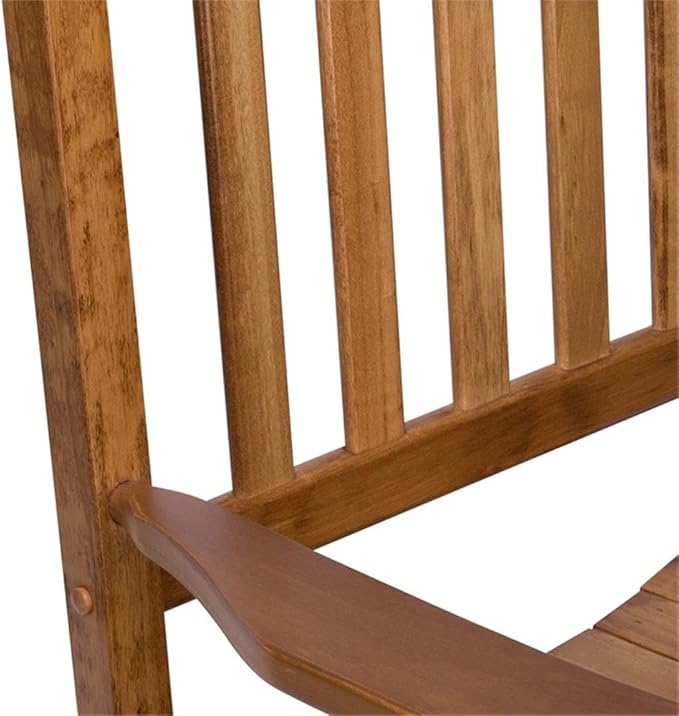 Pemberly Row Traditional Hardwood Indoor/Outdoor Rocking Chair, Brown Finish, 45.25" H x 27" W x 34" D, Comfortable High Back, Durable Kiln-Dried Wood, Porch Patio Deck Garden Accent Seating