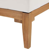 Modway Bayport Outdoor Patio Teak Wood Corner Chair in Natural White - Photo 5