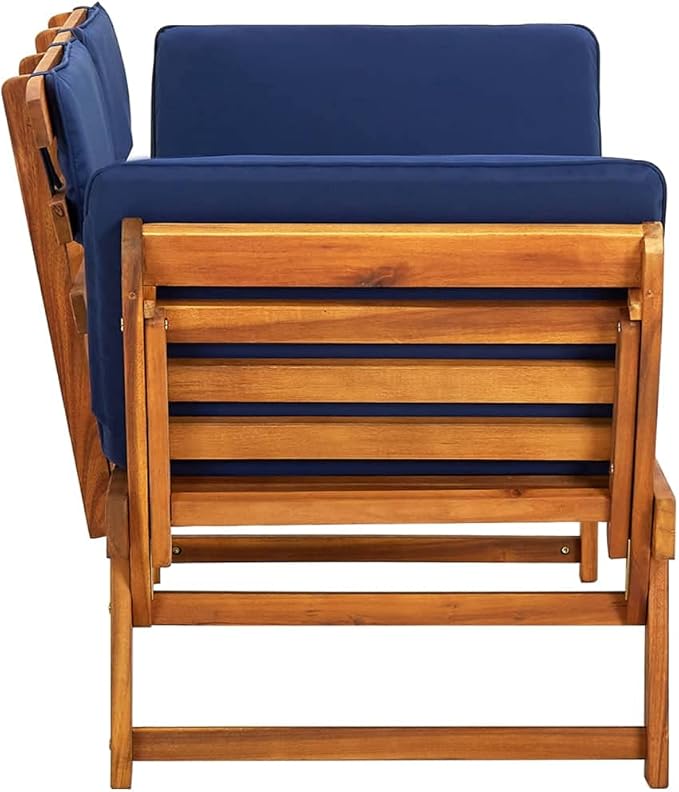 Patio Bench with Cushions 2-in-1 75" Solid Acacia Wood，Garden Benches,Park Benches,Outdoor Benches,Outdoor Furniture for Park Patio Deck Deck Lawn