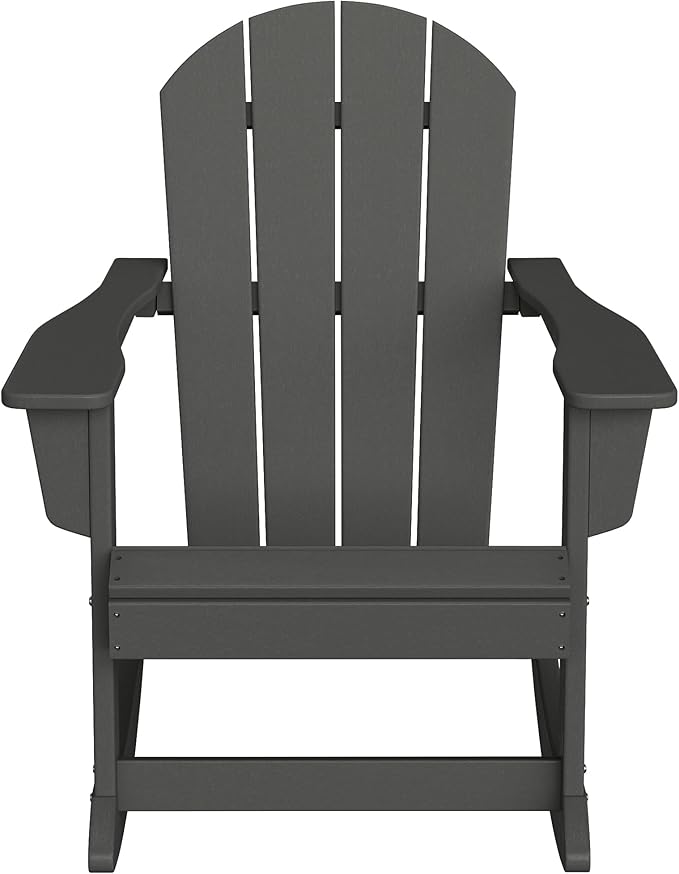 WestinTrends Malibu Outdoor/Patio Poly Adirondack Rocking Chair, Gray