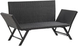 Garden Bench Deck Bench Patio Bench with Cushions 69.3" Black Poly Rattan - Photo 6